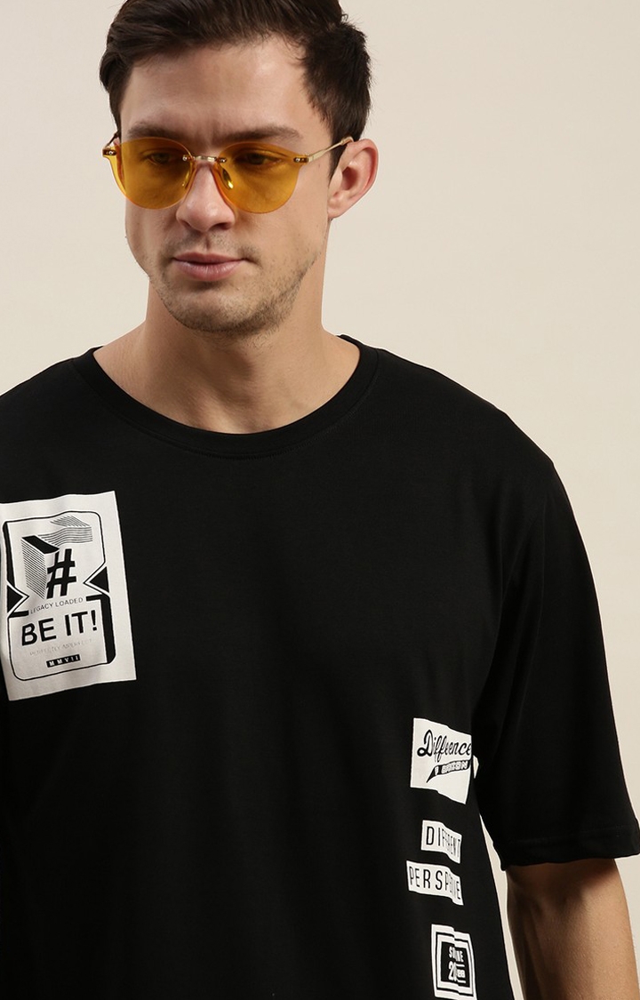 Difference of Opinion | Men's Black Cotton Printed Oversized T-Shirt 4