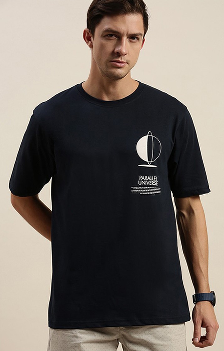 Difference of Opinion | Men's Blue Cotton Printed Regular T-Shirt 3