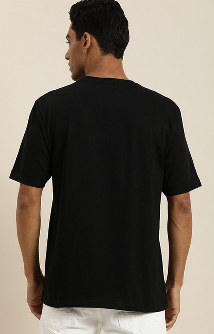 Difference of Opinion | Men's Black Cotton Solid Oversized T-Shirt 2