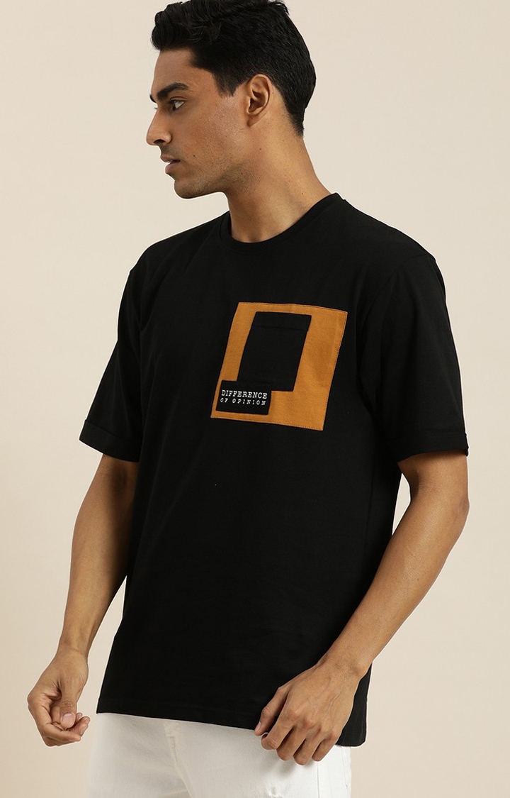 Difference of Opinion | Men's Black Cotton Solid Oversized T-Shirt