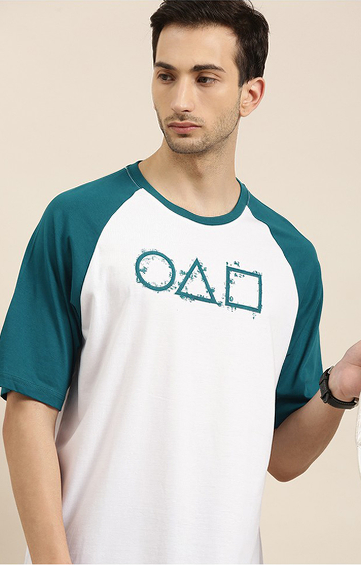 Men's White Cotton Printed Oversized T-Shirt