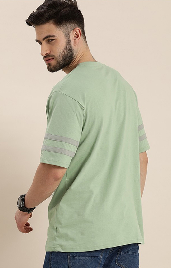 Difference of Opinion | Men's Green Cotton Solid Oversized T-Shirt 2