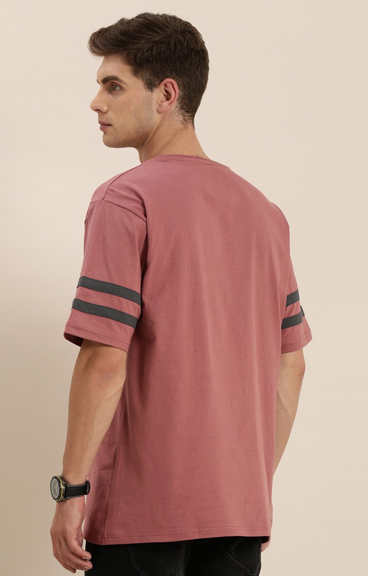 Difference of Opinion | Men's Pink Cotton Solid Oversized T-Shirt 2