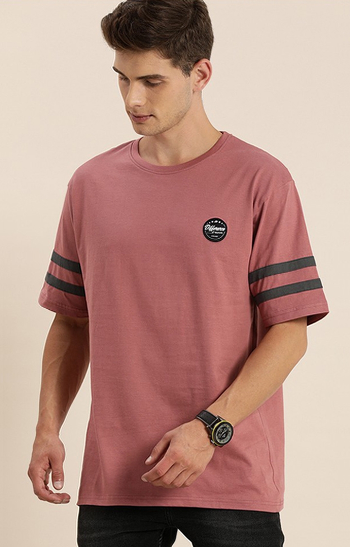 Difference of Opinion | Men's Pink Cotton Solid Oversized T-Shirt
