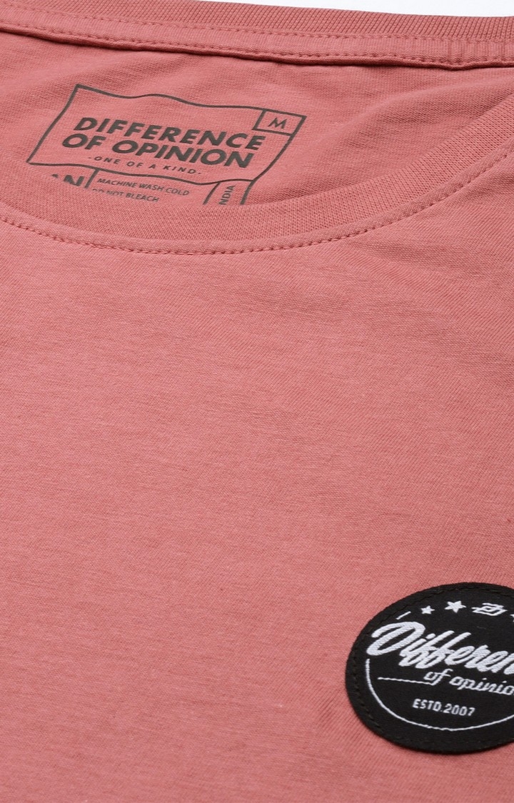 Difference of Opinion | Men's Pink Cotton Solid Oversized T-Shirt 4