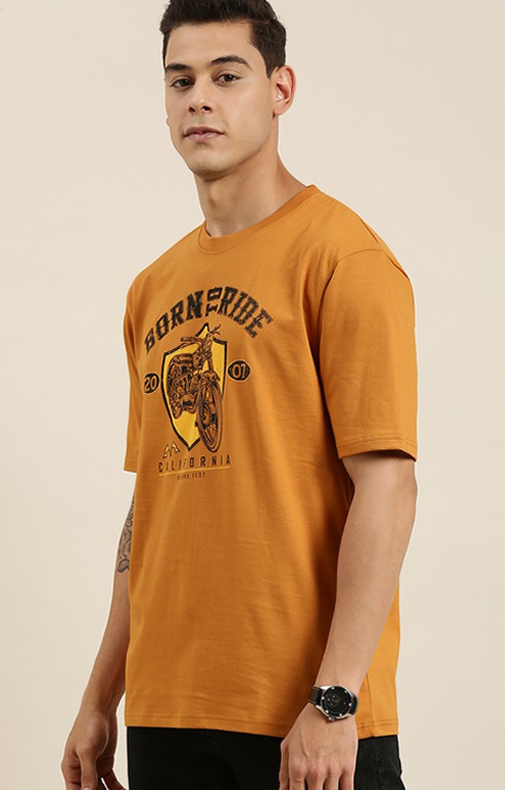 Difference of Opinion | Men's Brown Cotton Typographic Printed Oversized T-Shirt