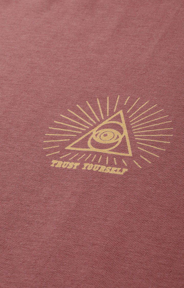 Men's Pink Cotton Graphic Printed Oversized T-Shirt
