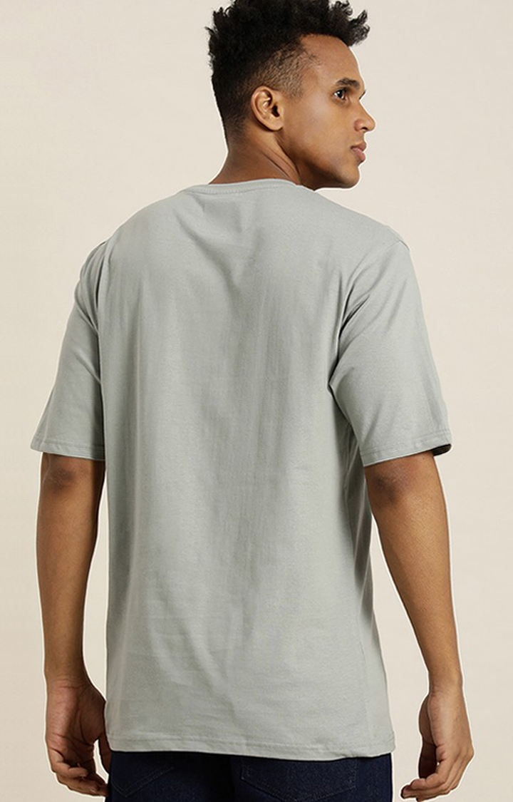 Difference of Opinion | Men's Grey Cotton Graphic Printed Oversized T-Shirt 3