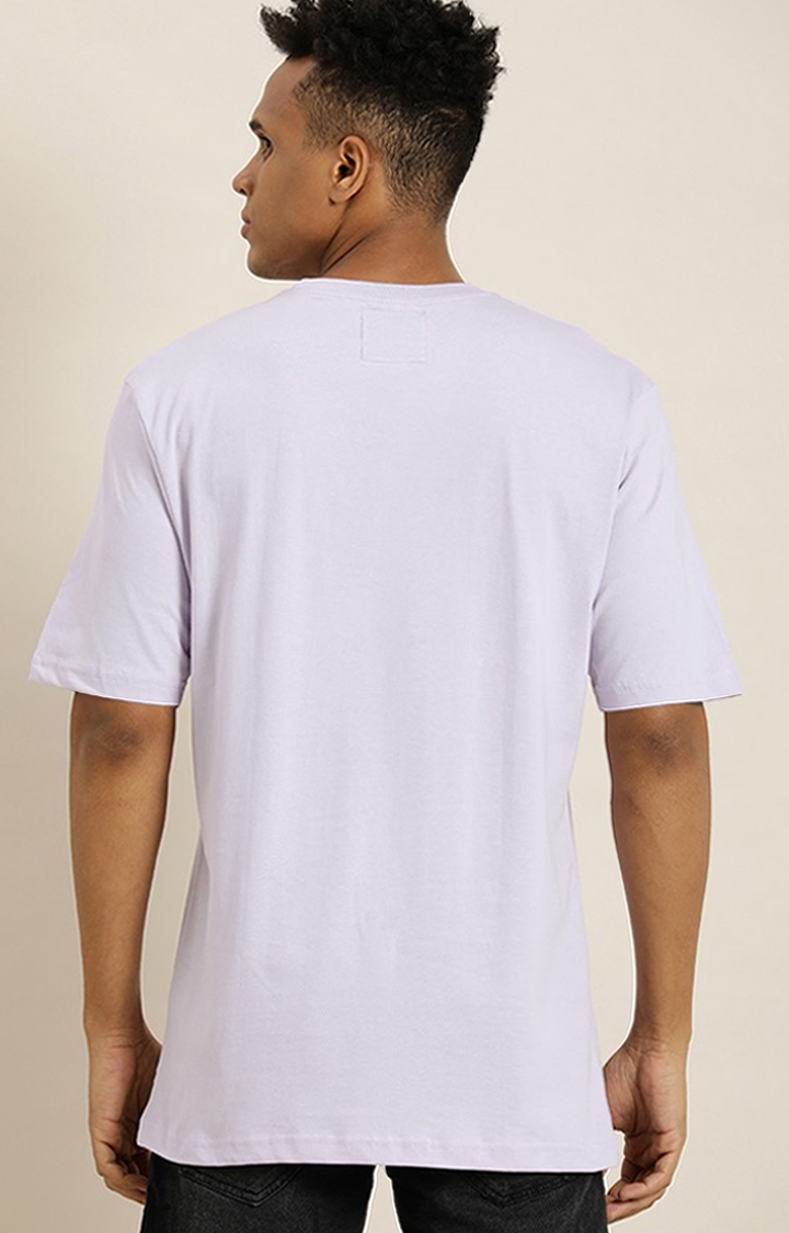 Men's Purple Cotton Graphic Printed Oversized T-Shirt
