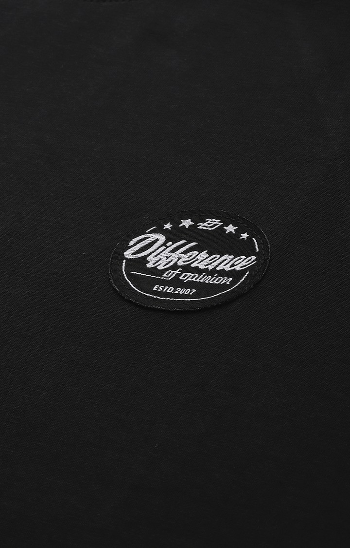 Men's Black Cotton Typographic Printed Oversized T-Shirt