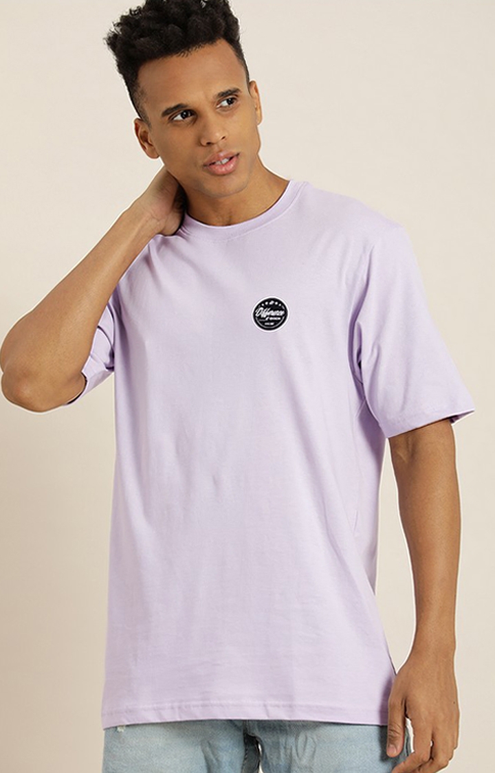 Difference of Opinion | Men's Purple Cotton Typographic Printed Oversized T-Shirt