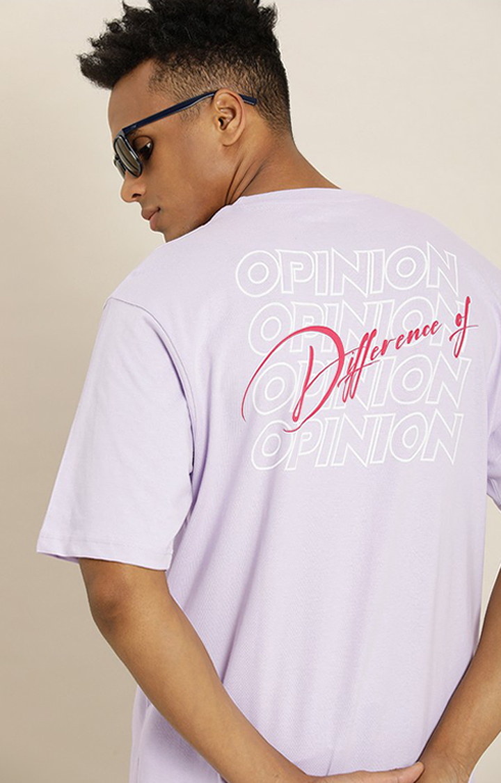 Men's Purple Cotton Typographic Printed Oversized T-Shirt