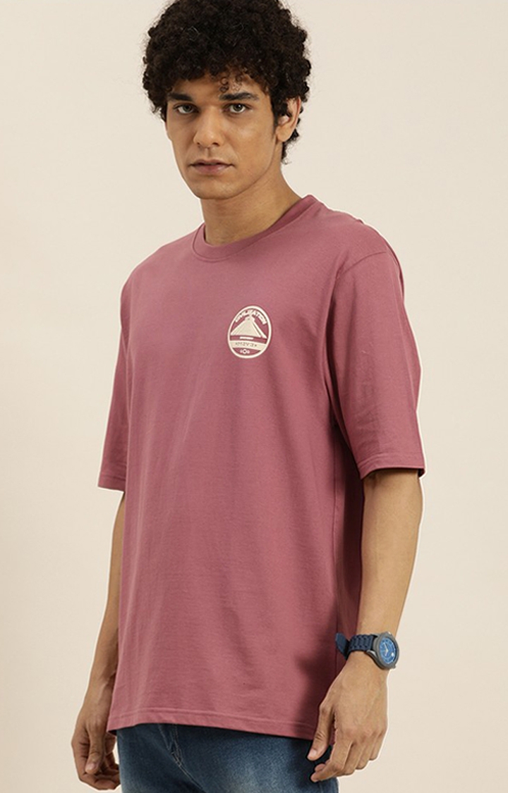 Difference of Opinion | Men's Pink Cotton Printed Oversized T-Shirt 3
