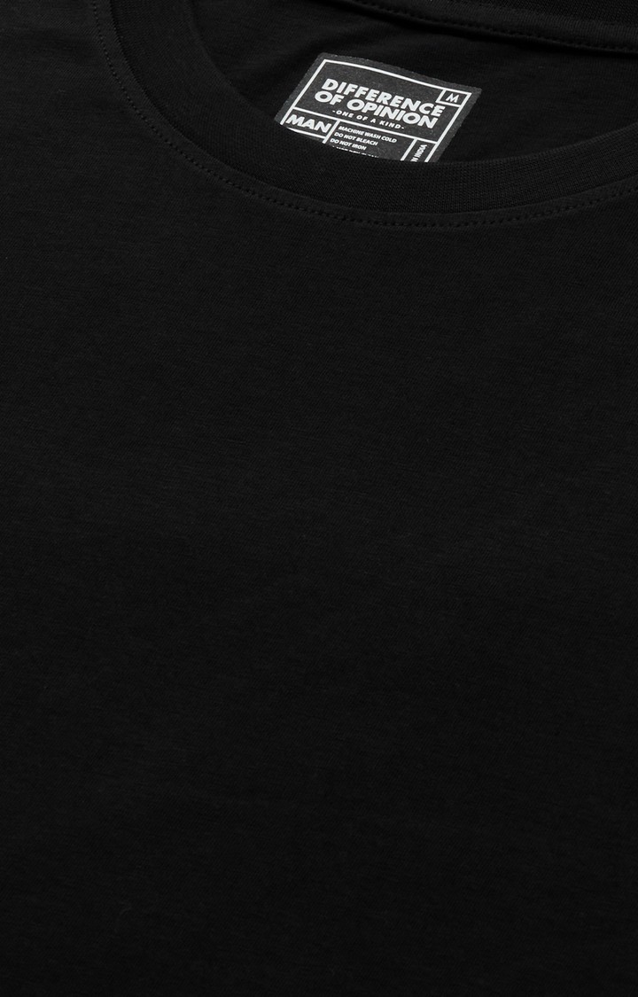 Men's Black Cotton Graphic Printed Oversized T-Shirt