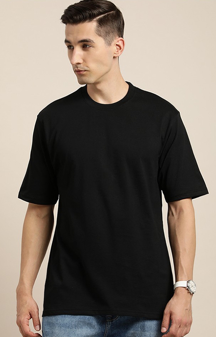 Difference of Opinion | Men's Black Cotton Graphic Printed Oversized T-Shirt 1
