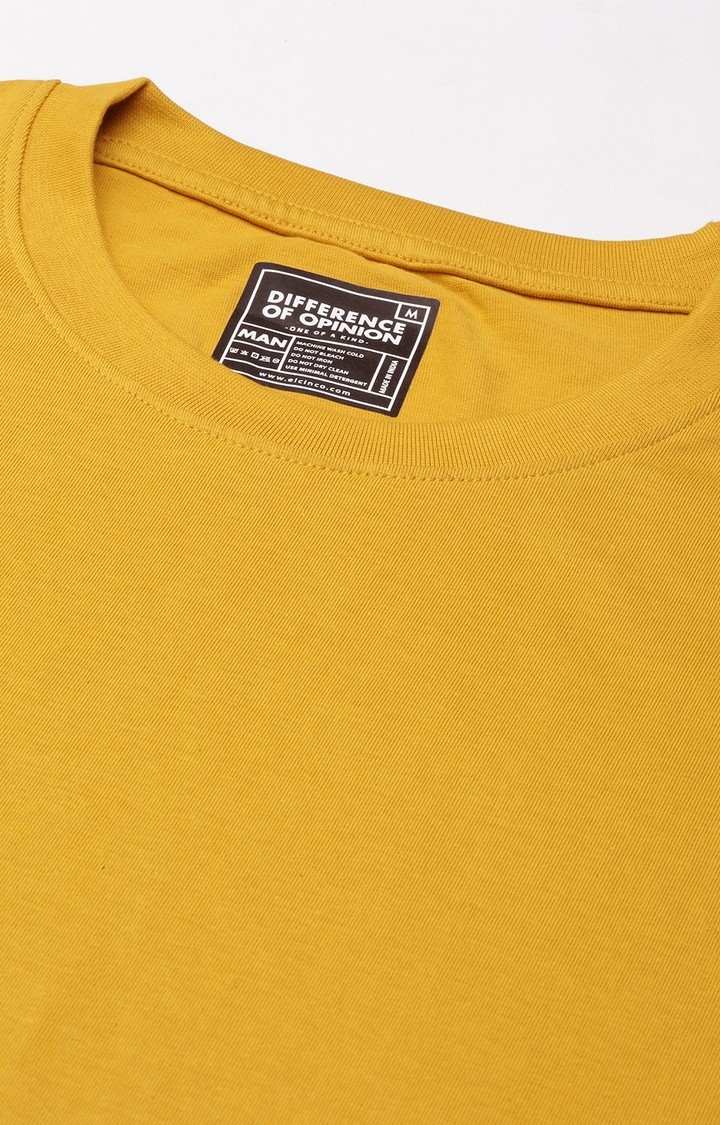 Men's Mustard Cotton Solid Oversized T-Shirt