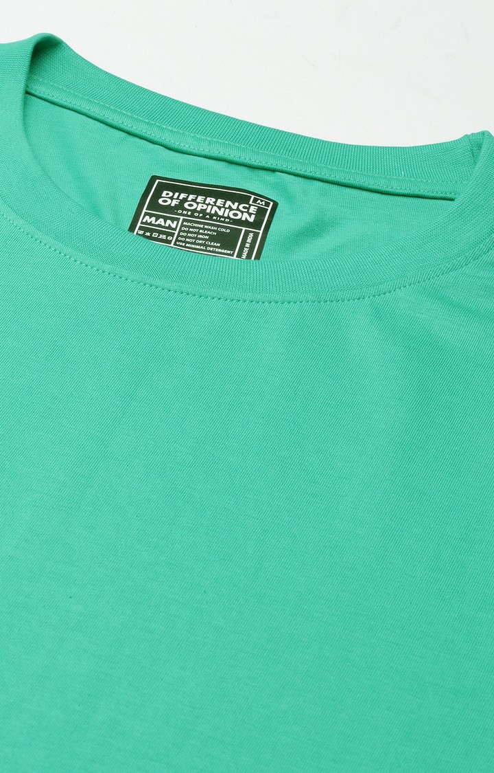 Men's Green Cotton Solid Oversized T-Shirt