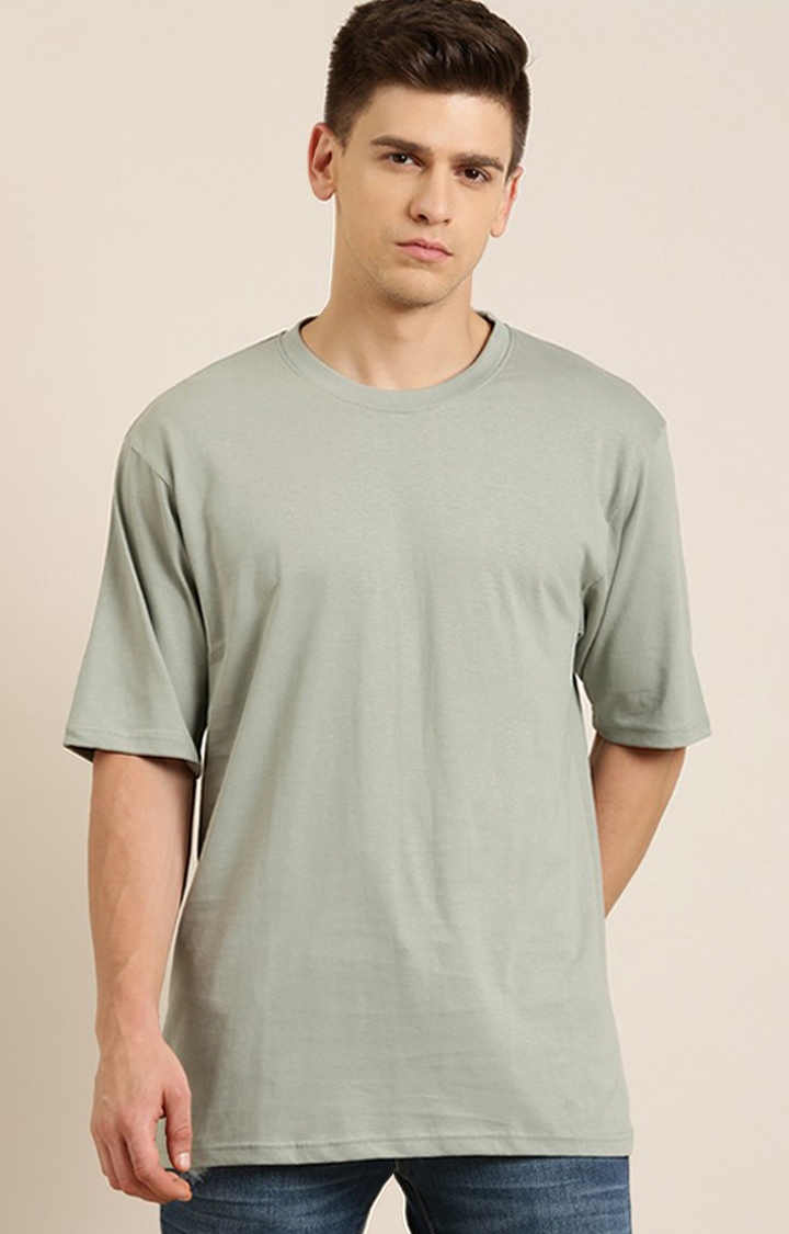 Difference of Opinion | Men's Grey Cotton Solid Oversized T-Shirt