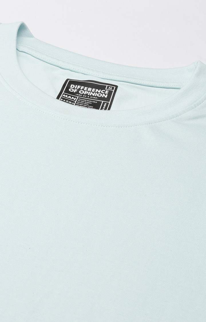 Men's Blue Cotton Solid Oversized T-Shirt