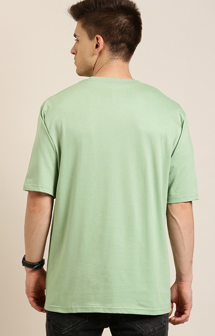 Difference of Opinion | Men's Green Cotton Solid Oversized T-Shirt 2