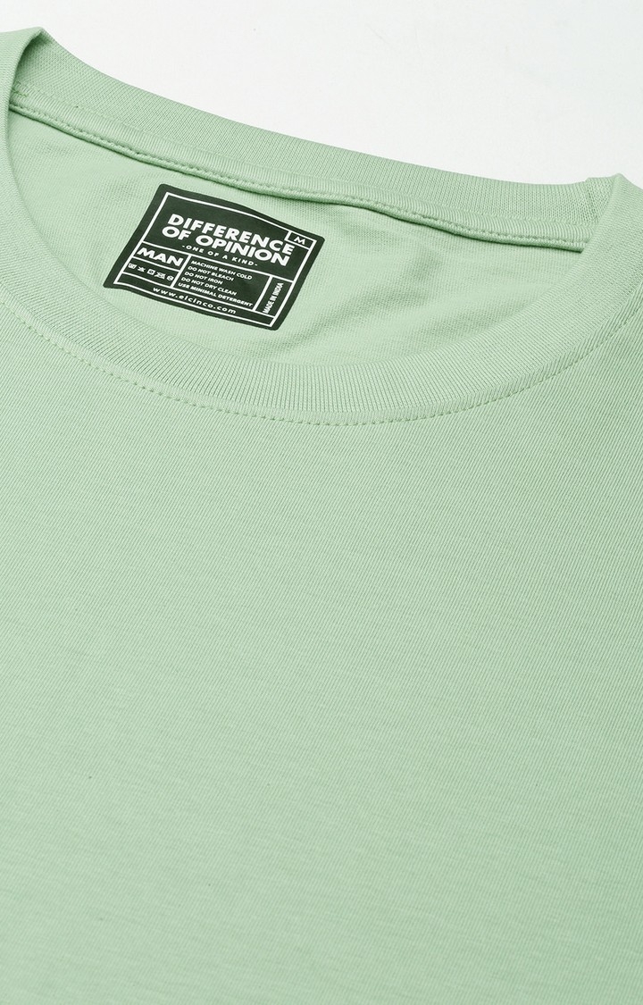 Difference of Opinion | Men's Green Cotton Solid Oversized T-Shirt 4
