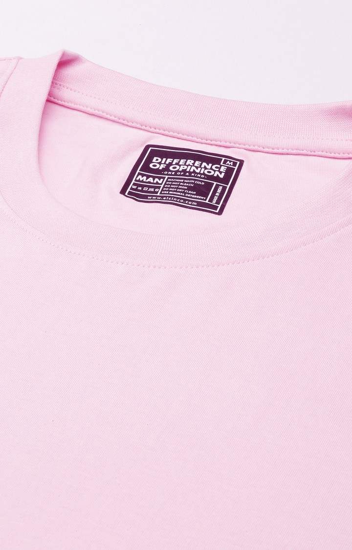Men's Pink Cotton Solid Oversized T-Shirt