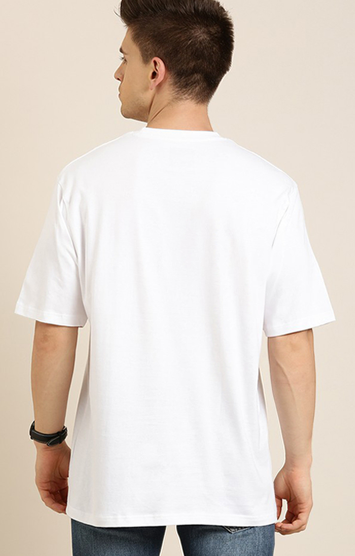 Men's White Cotton Solid Oversized T-Shirt