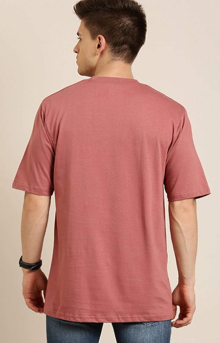 Men's Pink Cotton Solid Oversized T-Shirt