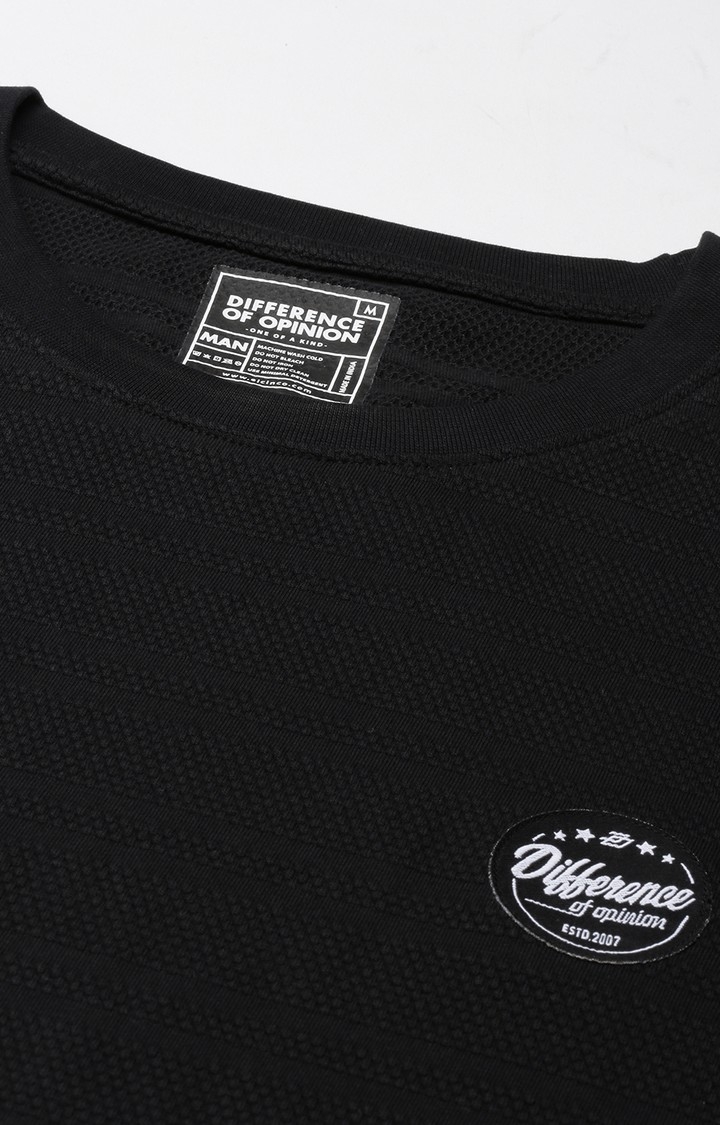 Difference of Opinion | Men's Black Cotton Solid Oversized T-Shirt 4