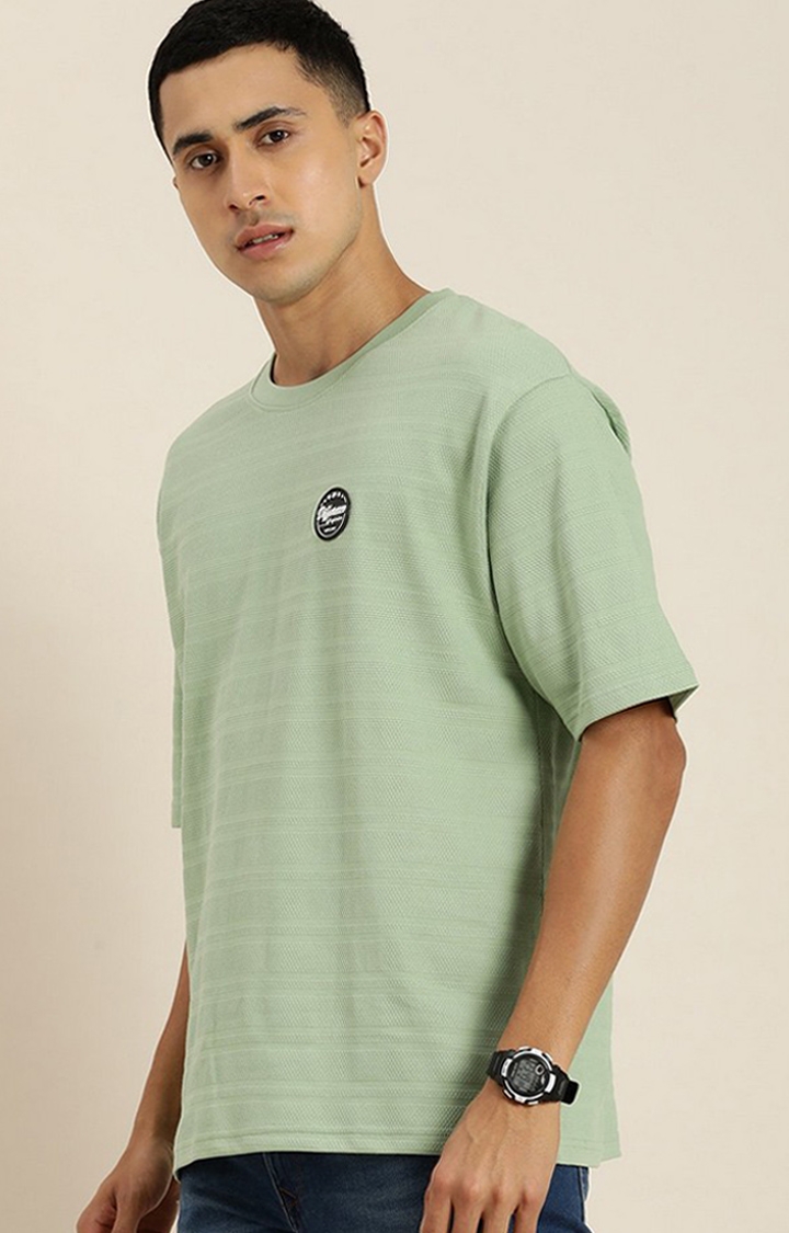 Difference of Opinion | Men's Green Self-Design Oversized T-shirt