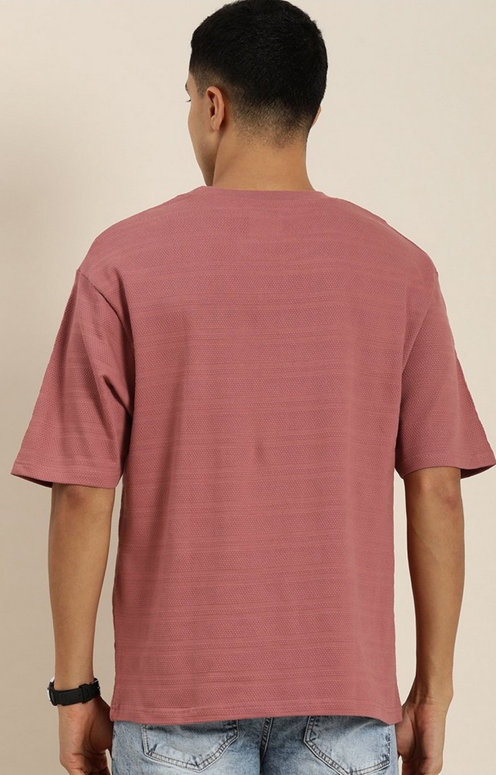 Men's Pink Self-Design Oversized T-shirt