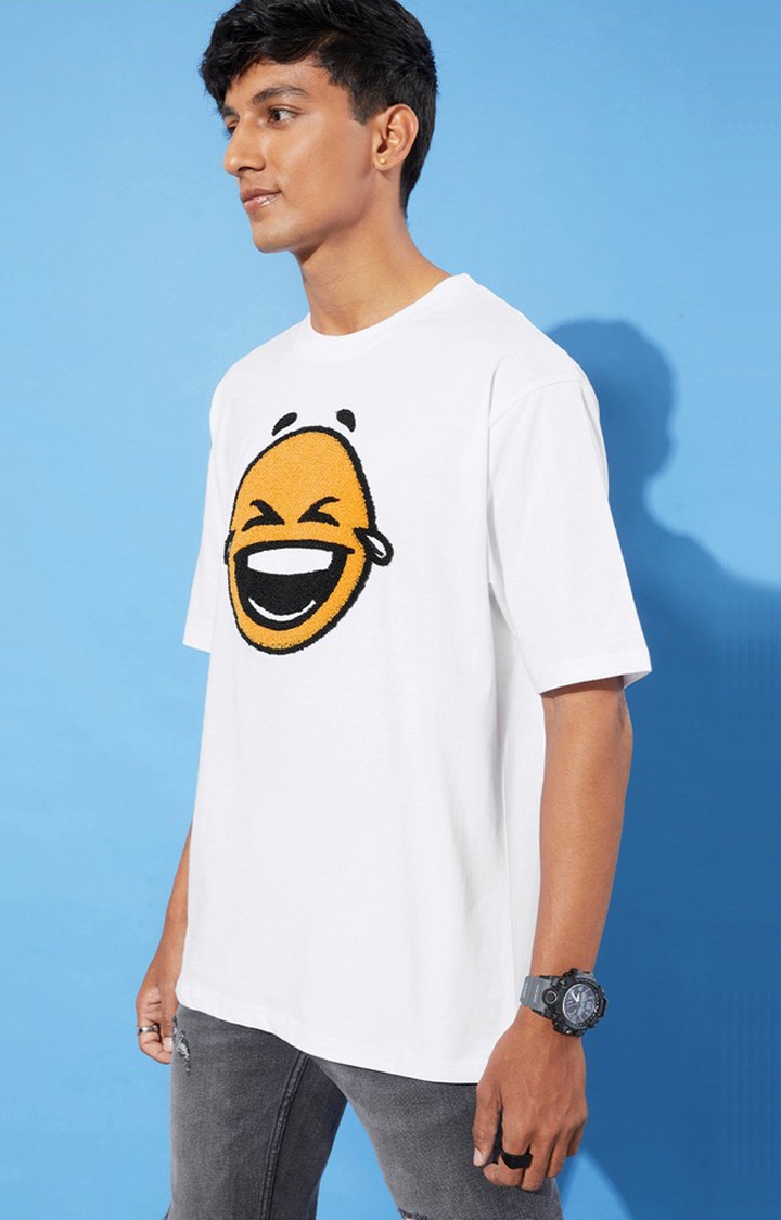 Difference of Opinion | Men's White Cotton Graphics Oversized T-Shirt