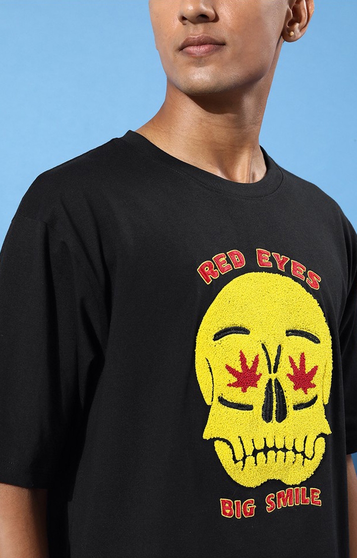 Difference of Opinion | Men's Black Cotton Graphic Printed Oversized T-Shirt 4