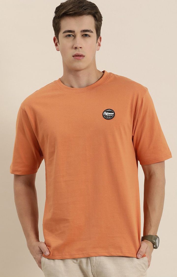 Men's Brown Cotton Graphic Printed Oversized T-Shirt