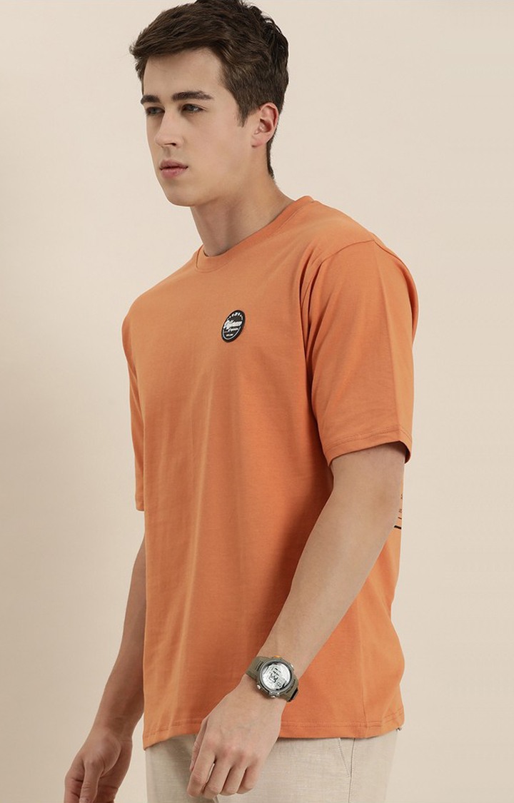Men's Brown Cotton Graphic Printed Oversized T-Shirt