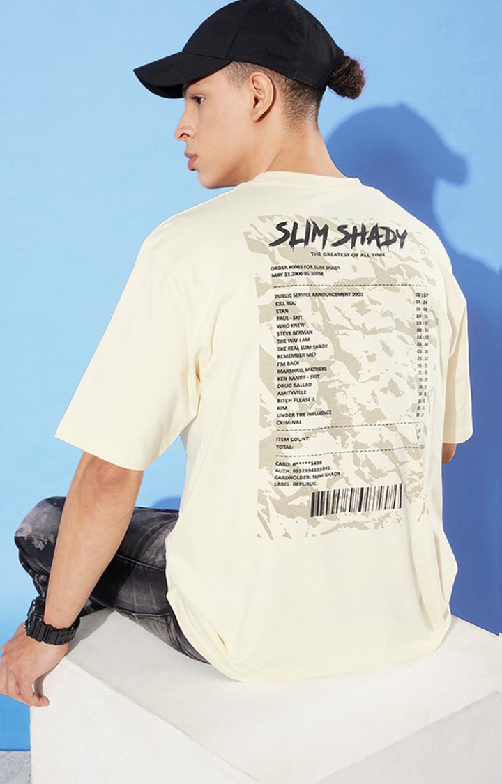 Difference of Opinion | Men's Off White Cotton Graphic Printed Oversized T-Shirt