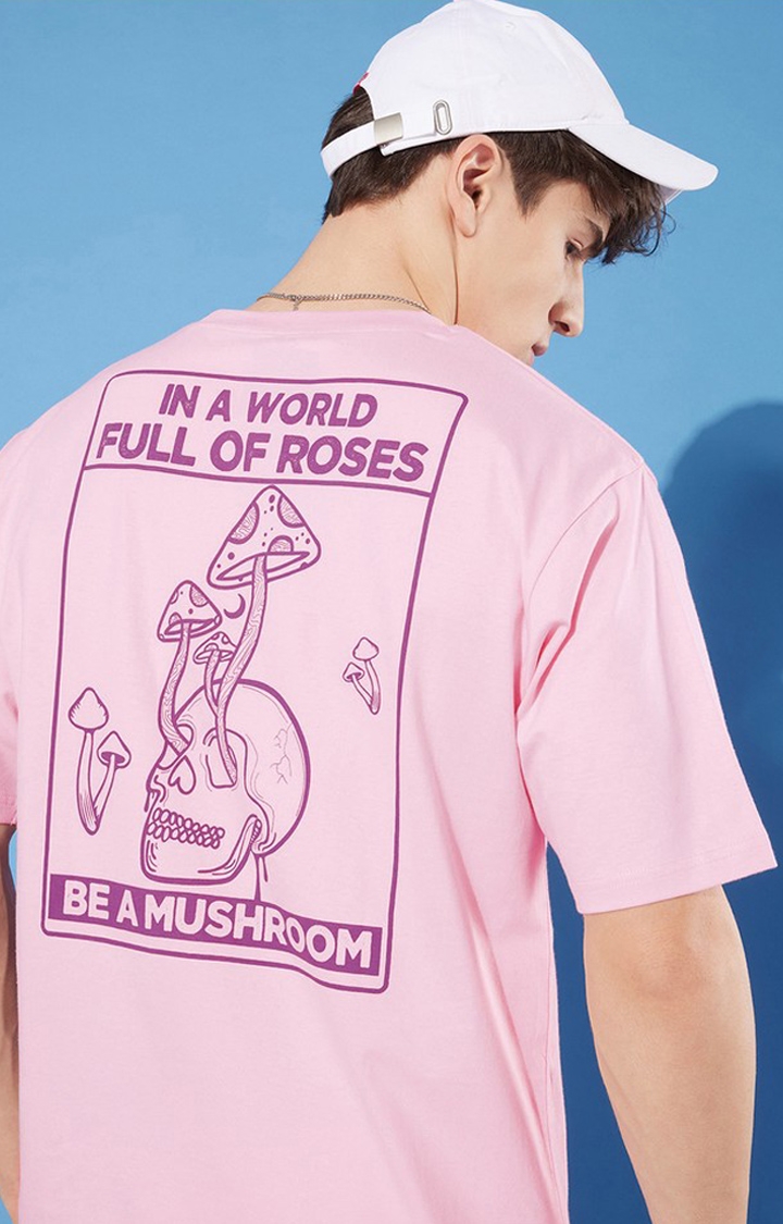 Difference of Opinion | Men's Pink Cotton Graphic Printed Oversized T-Shirt