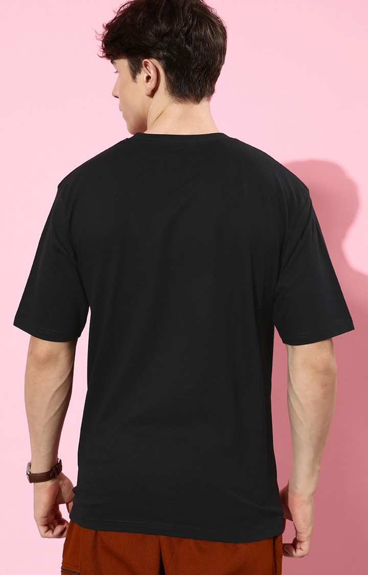 Difference of Opinion | Men's Black Cotton Graphic Printed Oversized T-Shirt 3