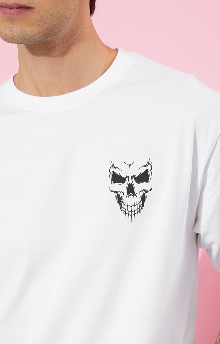 Difference of Opinion | Men's White Cotton Graphic Printed Oversized T-Shirt 4