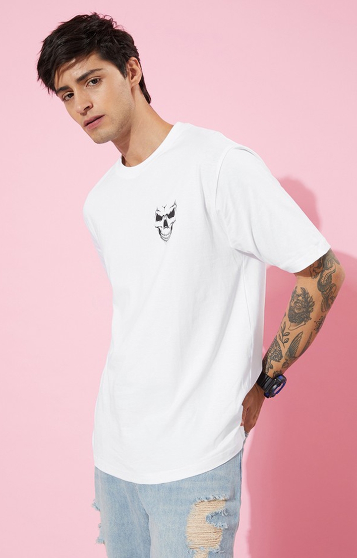Difference of Opinion | Men's White Cotton Graphic Printed Oversized T-Shirt 3