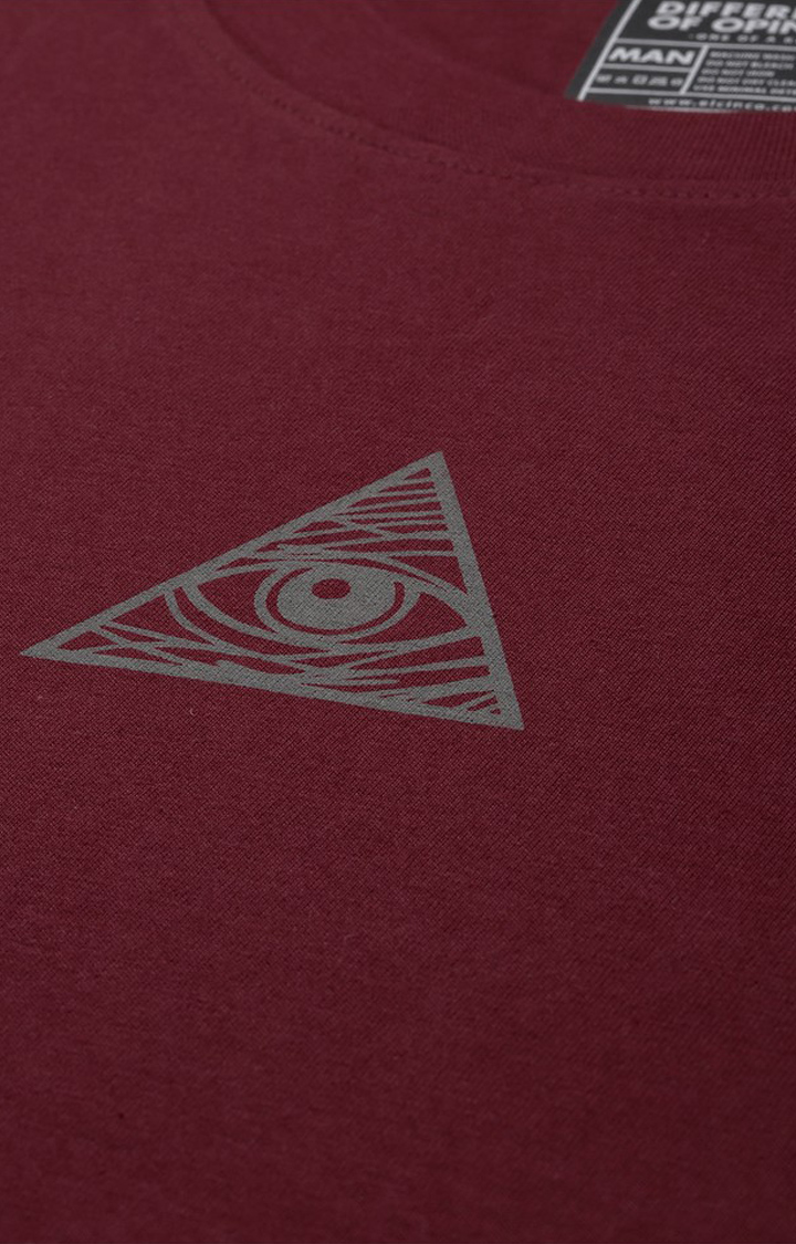 Men's Maroon Cotton Graphic Printed Oversized T-Shirt