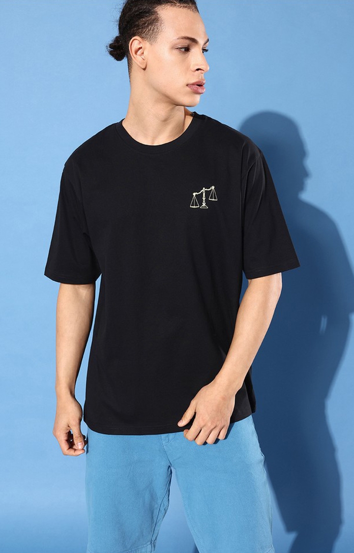 Difference of Opinion | Men's Black Cotton Graphic Printed Oversized T-Shirt 2