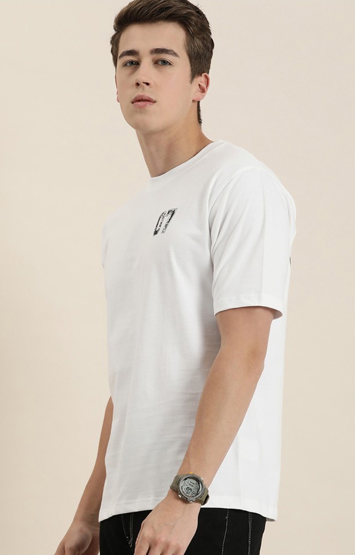 Men's White Cotton Printed Oversized T-Shirt
