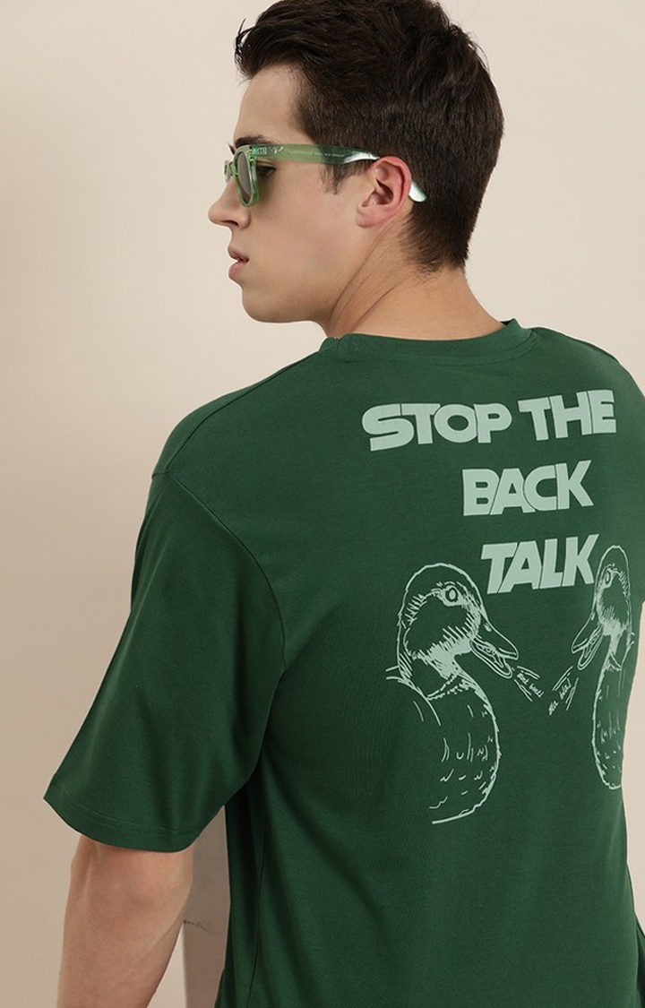Difference of Opinion | Men's Green Cotton Graphic Printed Oversized T-Shirt