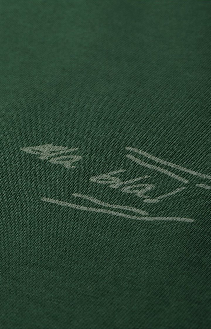 Men's Green Cotton Graphic Printed Oversized T-Shirt