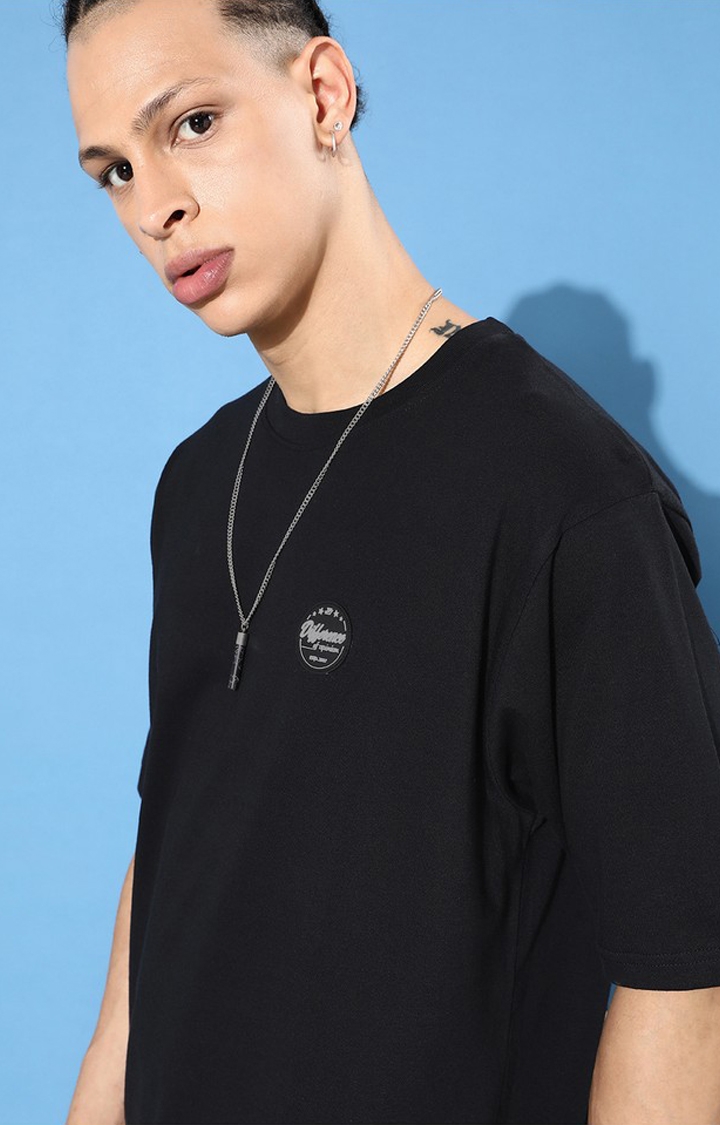 Difference of Opinion | Men's Black Cotton Graphic Printed Oversized T-Shirt 4