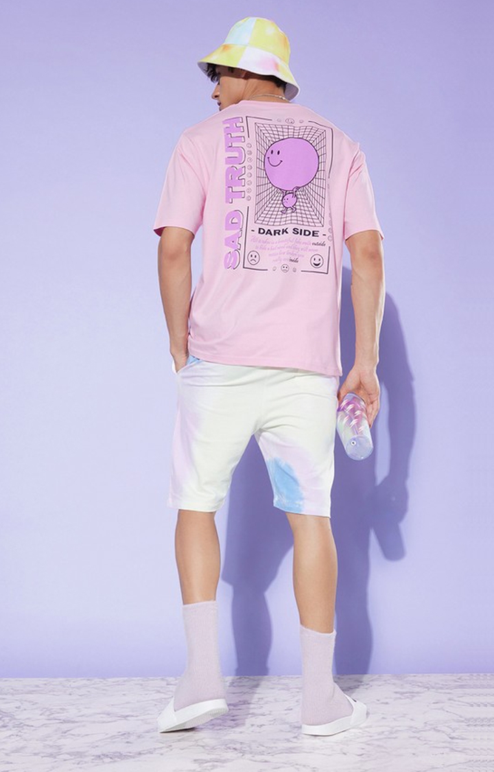 Difference of Opinion | Men's Pink Cotton Graphic Printed Oversized T-Shirt 1