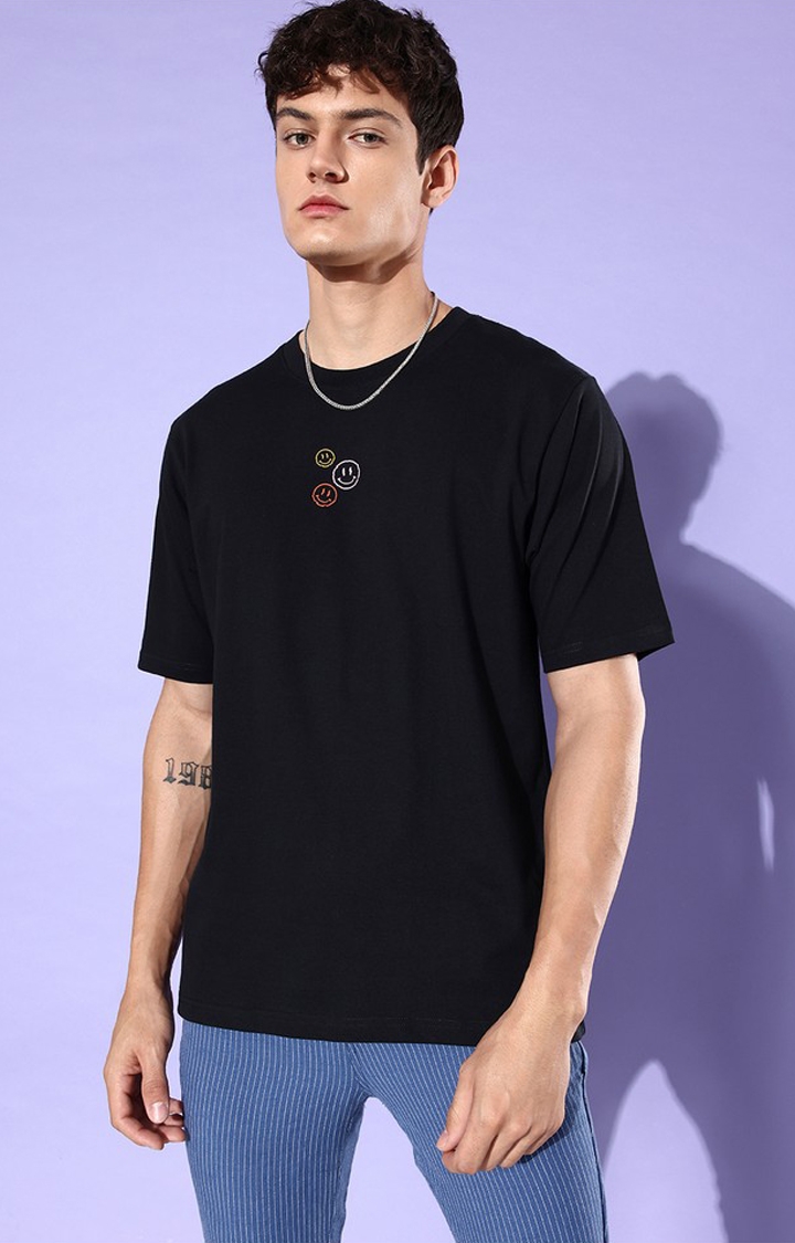 Difference of Opinion | Men's Black Cotton Graphic Printed Oversized T-Shirt 2