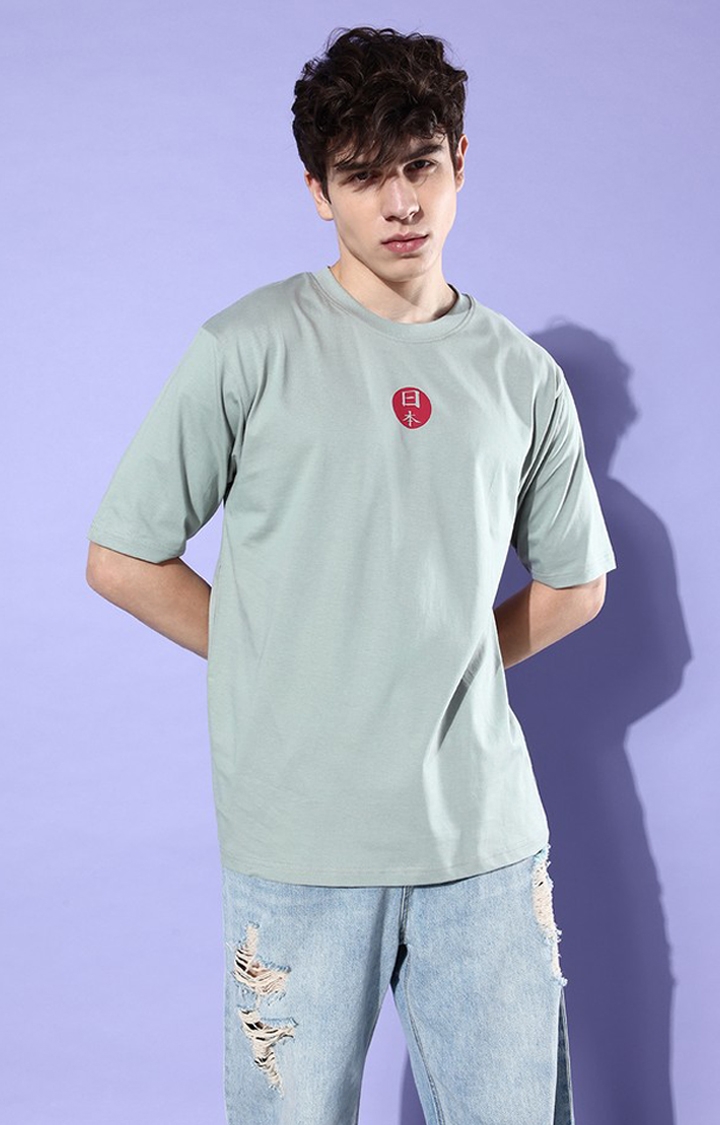 Difference of Opinion | Men's Grey Cotton Graphic Printed Oversized T-Shirt 2