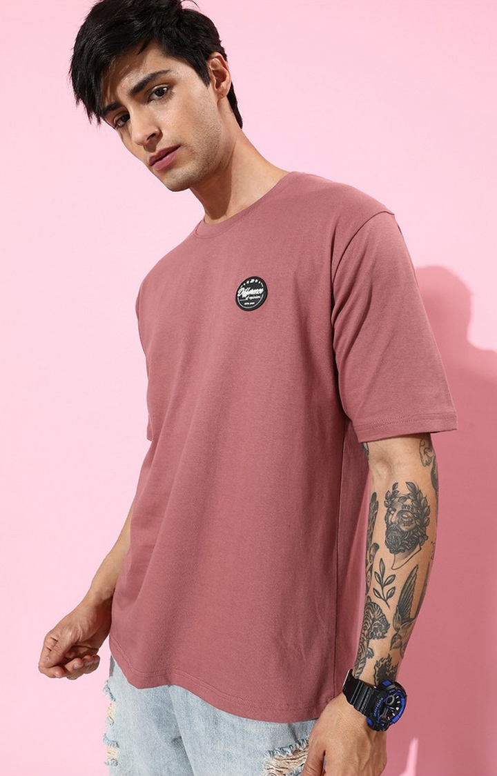 Difference of Opinion | Men's Pink Cotton Graphic Printed Oversized T-Shirt 3